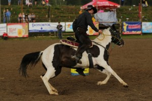 Jezdec na koni předváděcí rodeo 